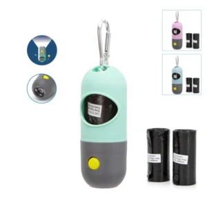 Dispensador de bolsas de basura con linterna