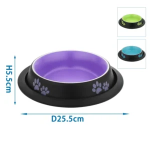 Cuenco antideslizante para mascotas con estampado de patas, colores surtidos