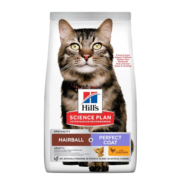 Hill's Science Plan Adult Hairball y Perfect Coat Pollo pienso para gatos 1,5kg
