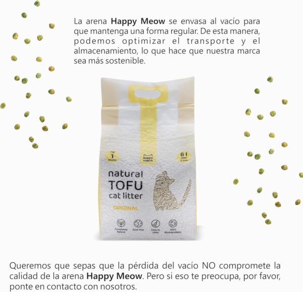 HAPPY MEOW ARENA TOFU AGLOMERANTE PARA GATO Original 2mm 6L - Imagen 7