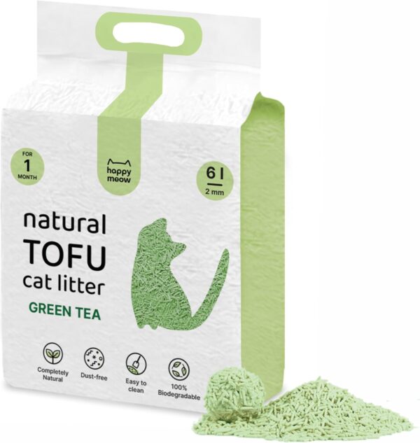 HAPPY MEOW ARENA TOFU AGLOMERANTE PARA GATO Té Verde 2mm 6L