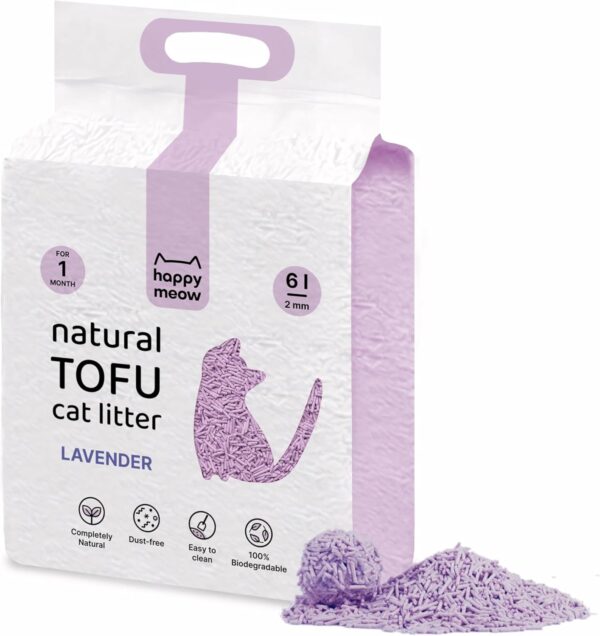 HAPPY MEOW ARENA TOFU AGLOMERANTE PARA GATO Lavanda 2mm 6L