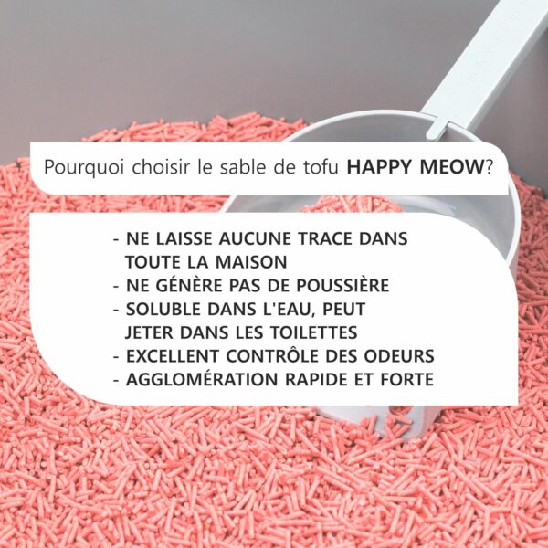 HAPPY MEOW ARENA TOFU AGLOMERANTE PARA GATO Melocotón 2mm 6L - Imagen 2
