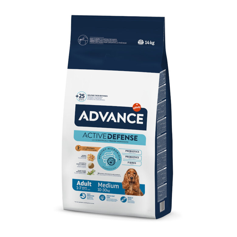Advance Active Defense Medium Adult Pollo y Arroz pienso para perros 14+4
